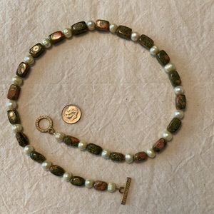 Unakite Freshwater Pearl Necklace